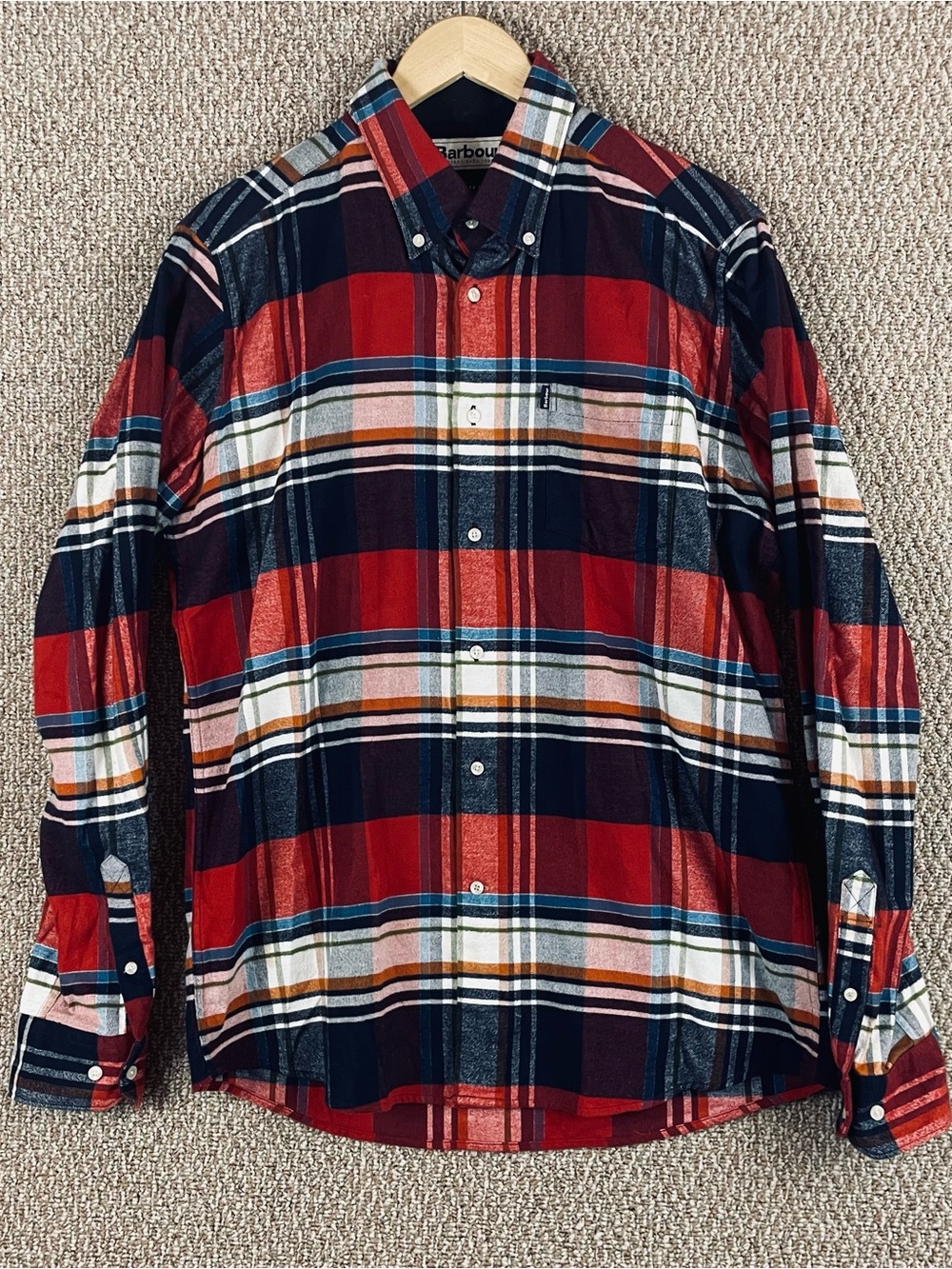 Barbour Shirt Mens Medium (US) Plaid Flannel Tailored Fit Button Up Grunge F124